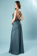 Vestido largo satinado Ibiza con escote en V