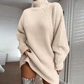 Vestido jersey largo de cuello alto, liso y cálido para invierno – foto 11