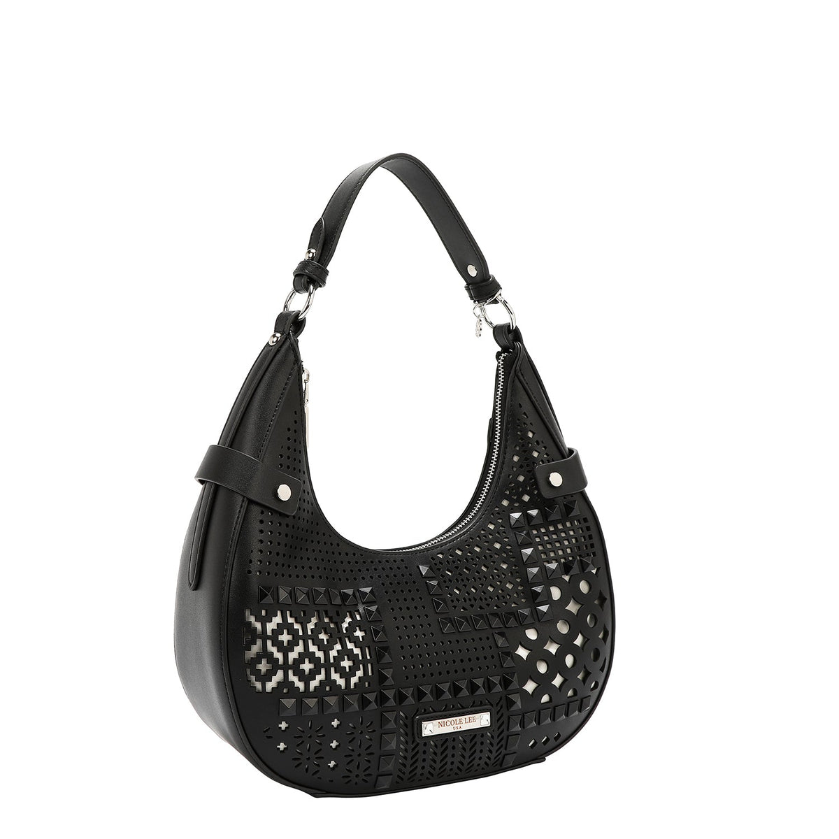 Bolso de hombro con recorte geométrico - Negro – foto 2