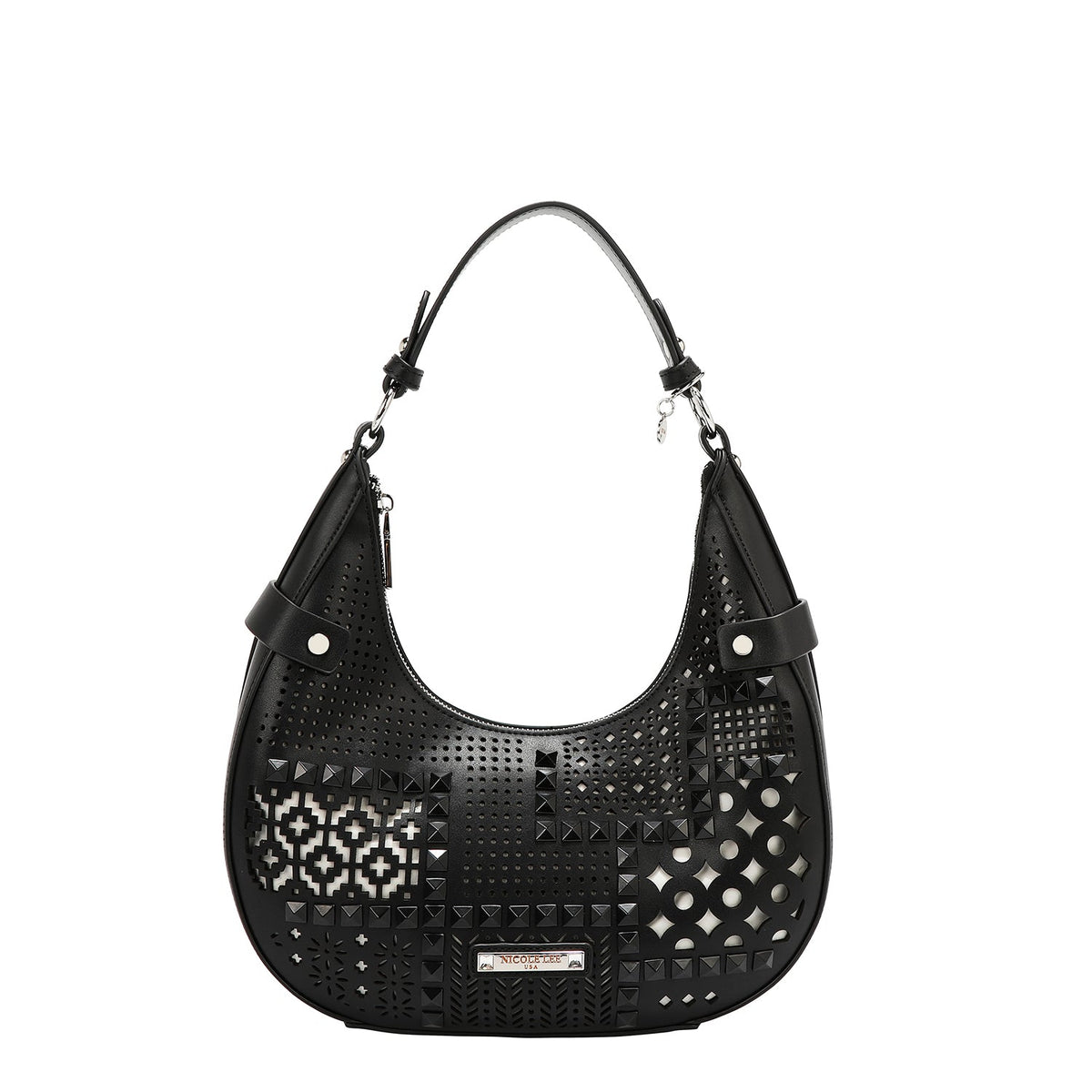 Bolso de hombro con recorte geométrico - Negro
