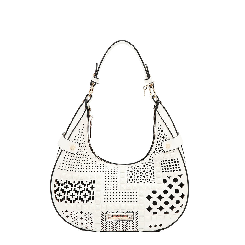 Bolso de hombro con recorte geométrico - Blanco