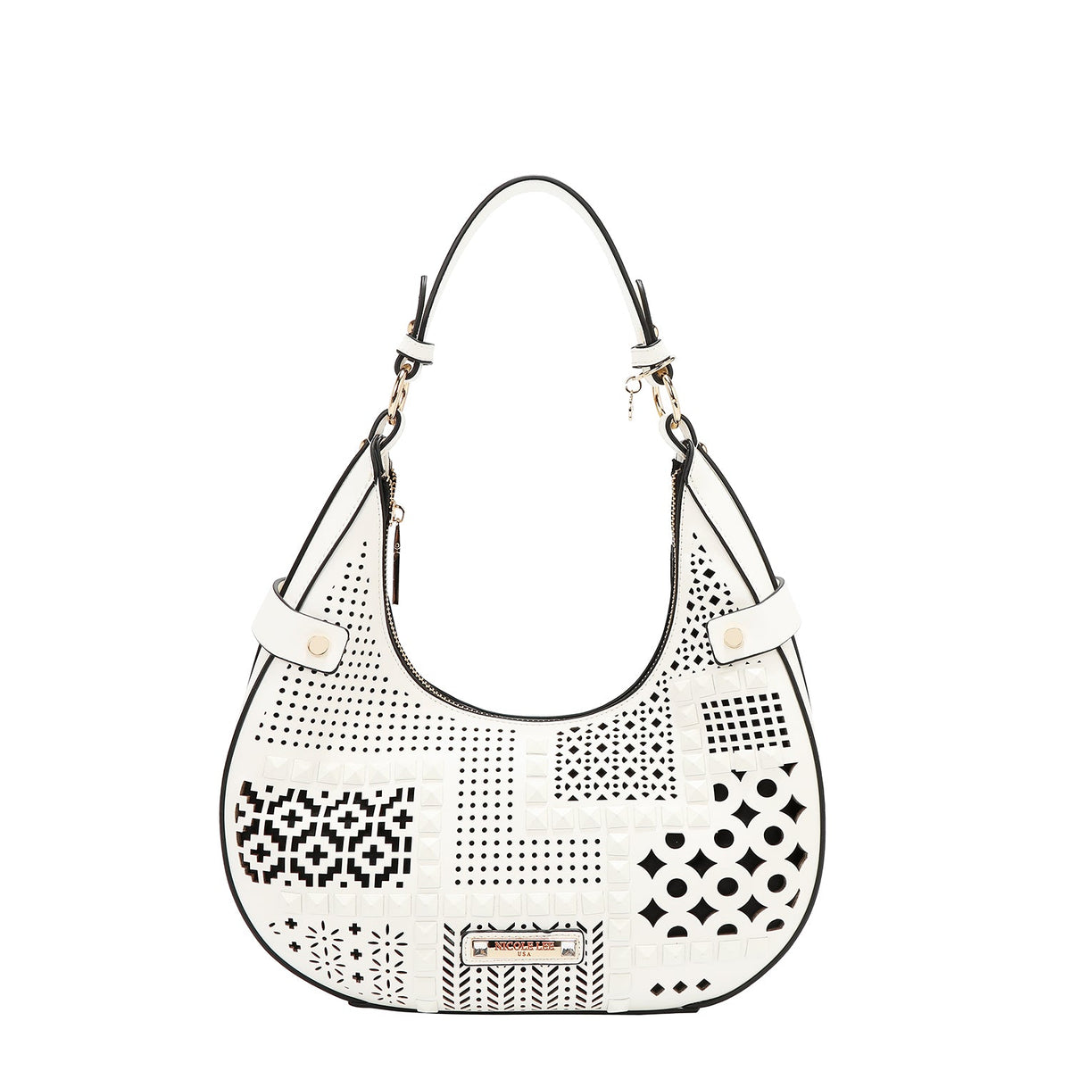Bolso de hombro con recorte geométrico - Blanco