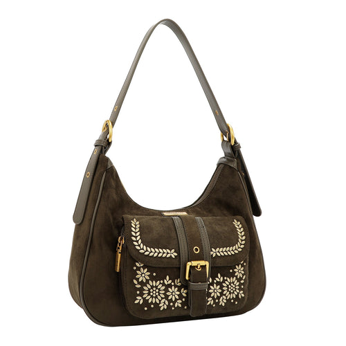 Bolso de hombro con diseño floral - Oliva – foto 2