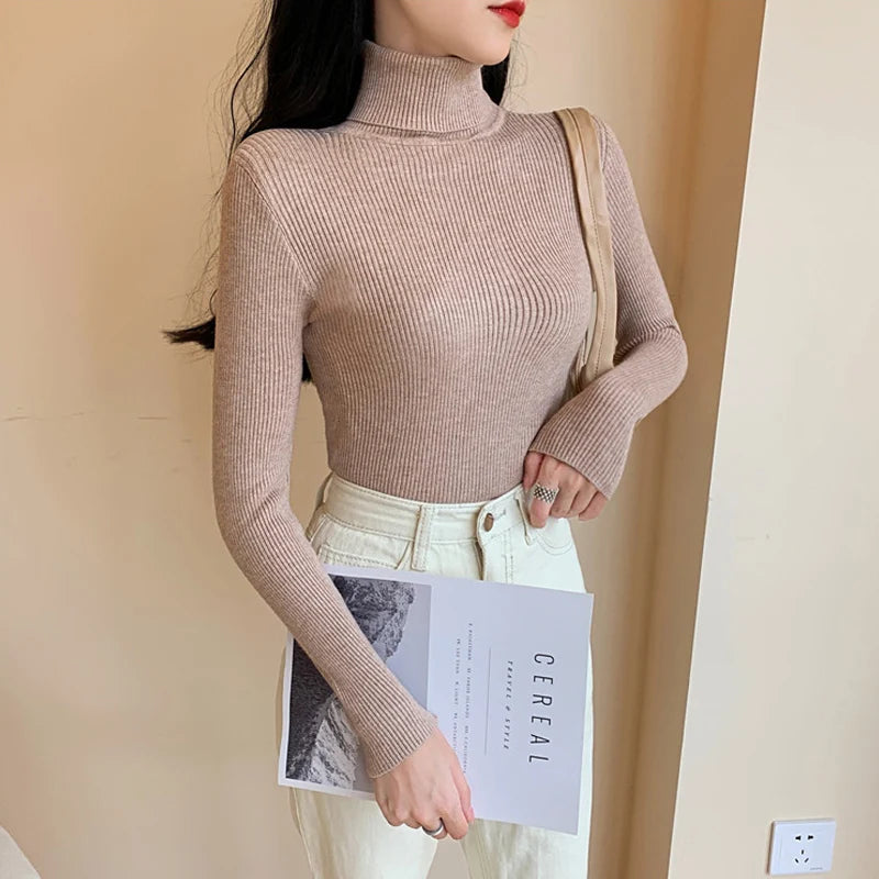 Jersey de punto acanalado con cuello vuelto y rayas, manga larga – foto 11