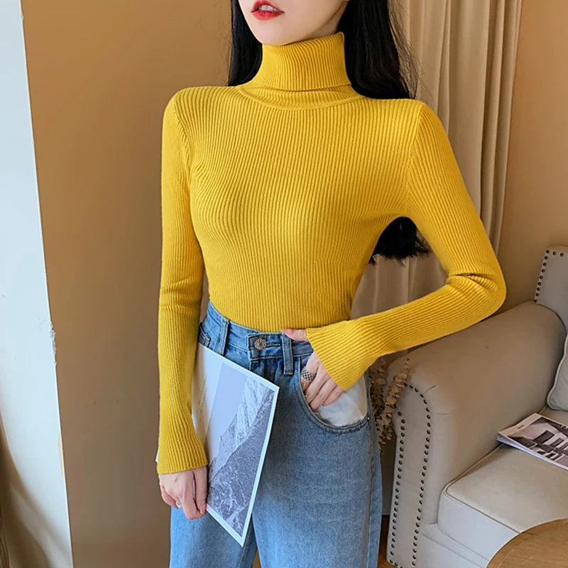 Jersey de punto acanalado con cuello vuelto y rayas, manga larga – foto 14