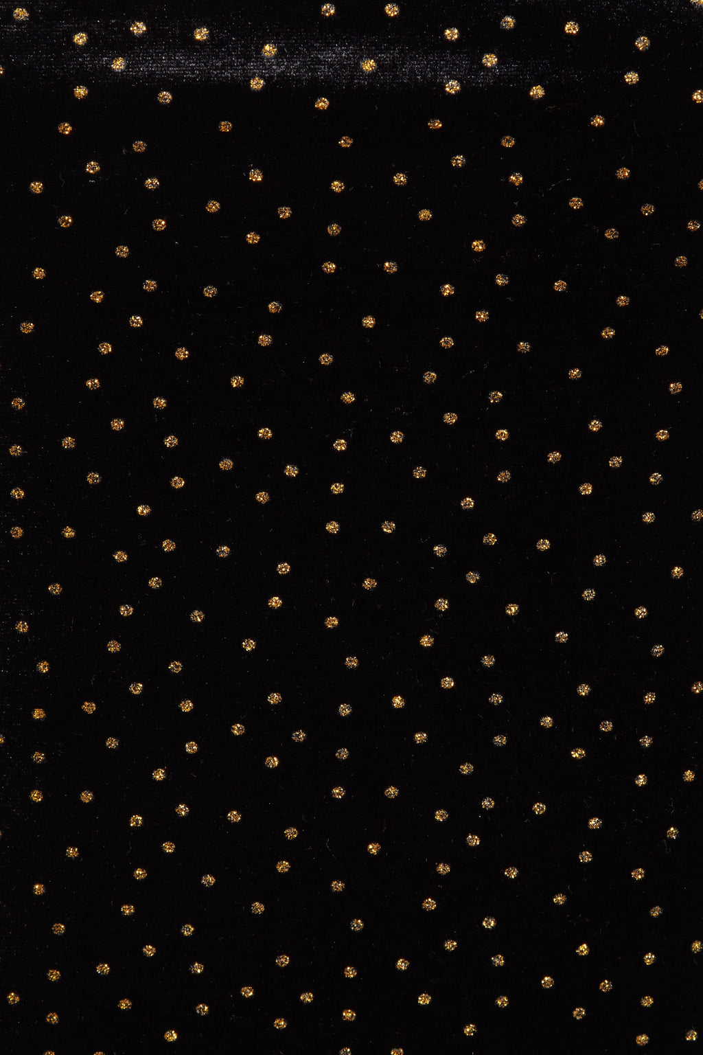 Vestido midi de terciopelo negro con lunares dorados – foto 4