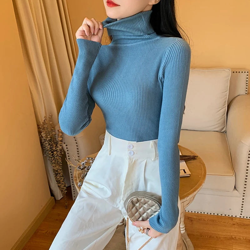 Jersey de punto acanalado con cuello vuelto y rayas, manga larga – foto 22